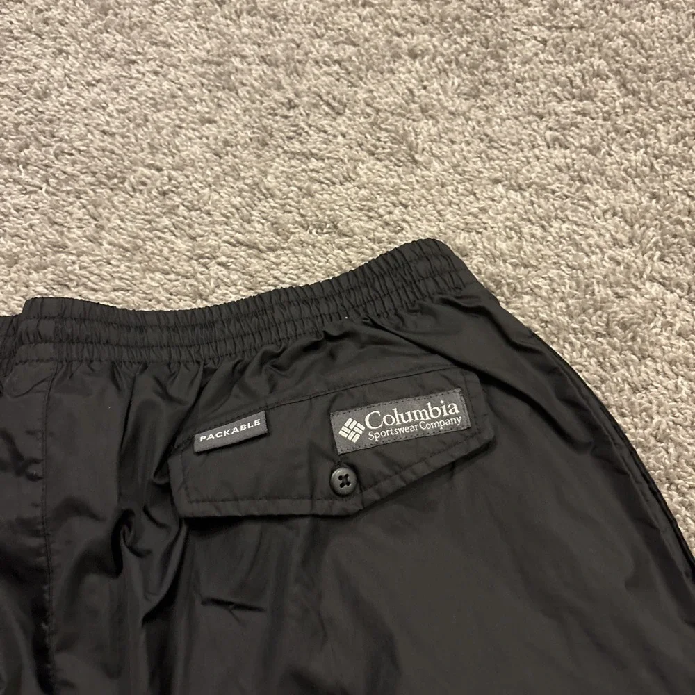 VINTAE Columbia mens Black Rain Pants Elastic Zip Ankles Large L USA Packable!
